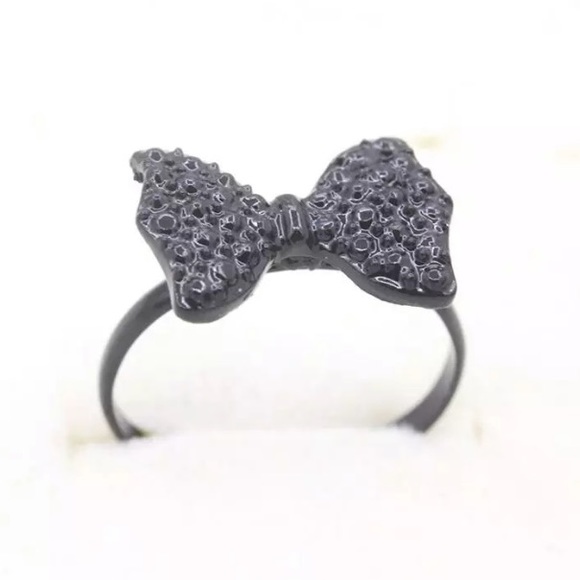 NEW!💙👖🖤🎀CUTE BLACK BOW!🎀🖤👖💙ADJUSTABLE RING - Picture 5 of 8